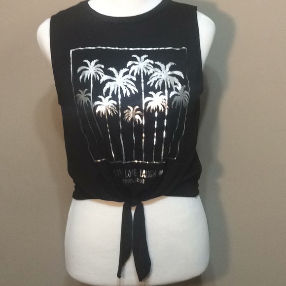 Dirtee Laundry Tops - NWOT Dirtee Laundry Palm Tree Tie Waist Top